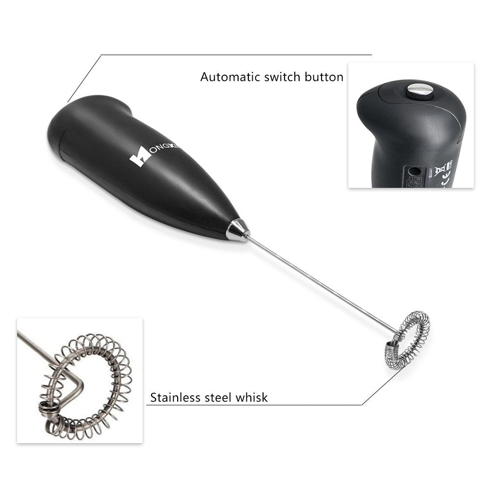 Milk Frother Rechargeable, Handheld Electric Whisk Foam Maker for Lattes, Matcha, Cappuccino, Frappe, Hot Chocolate