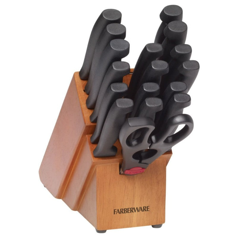 18-Piece Farberware Never Needs Sharpening Knife Block Set