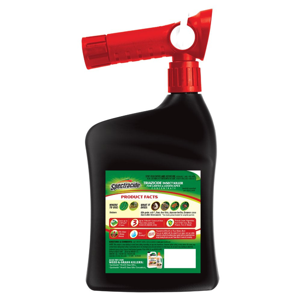 Spectracide Triazicide Insect Killer for Lawns & Landscapes Concentrate 32Oz, Quickflip Hose-End Sprayer