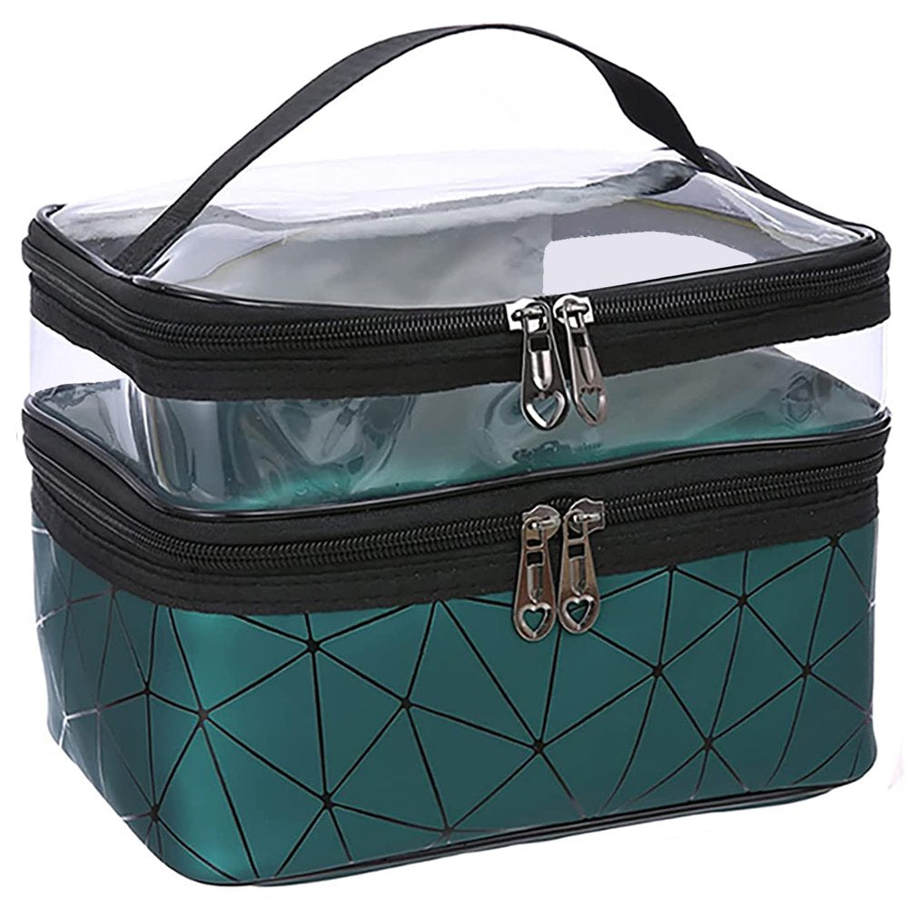 Makeup Bag Cosmetic Bag Travelling Make up Bag Organizer Travel Cases for Women Girls Reusable Toiletry Bags(Dark Green)