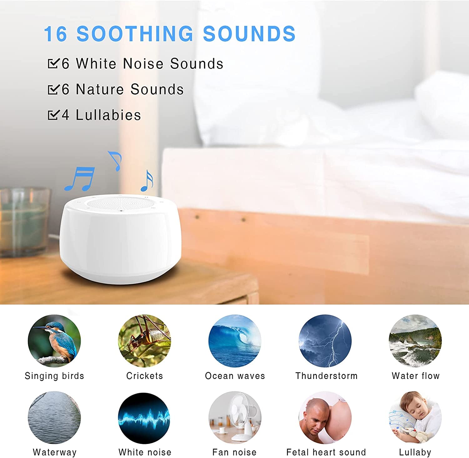 White Noise Sound Machine with Adjustable Night Light