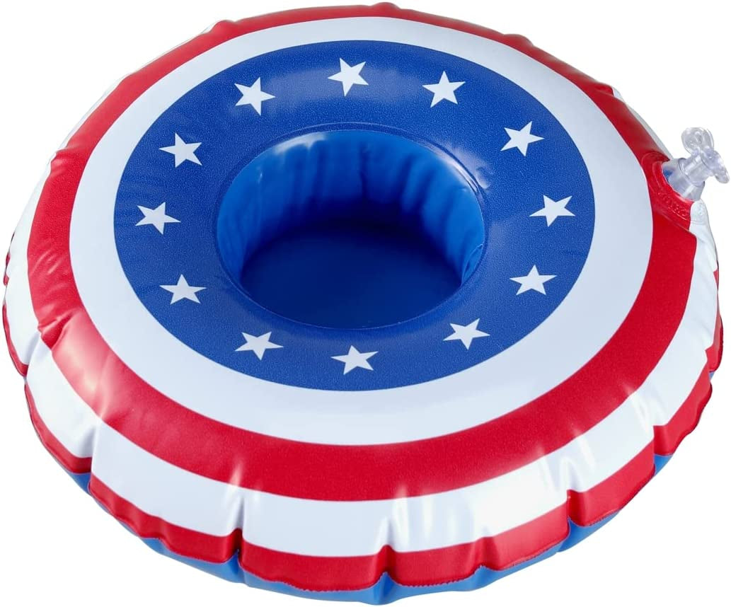 Inflatable Patriotic Pool Drink Holders Drink Floaties,USA American Flag Inflatable Floating Drink Cup Holder,4th of July Party Supplies,3Pcs