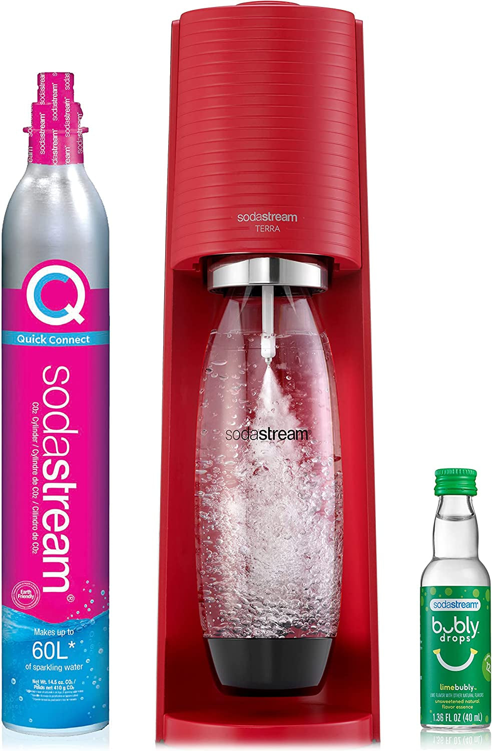 SodaStream Terra Sparkling Water Maker (Black) with CO2, DWS Bottle and Bubly Drop