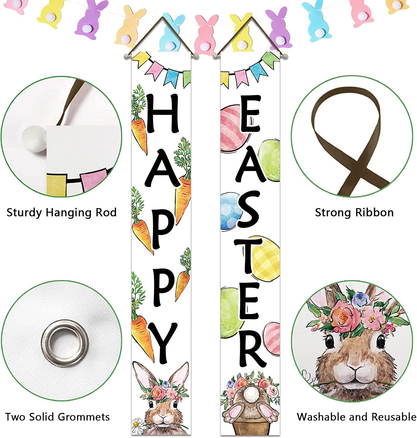 Easter Bunny Rabbit Porch Banner