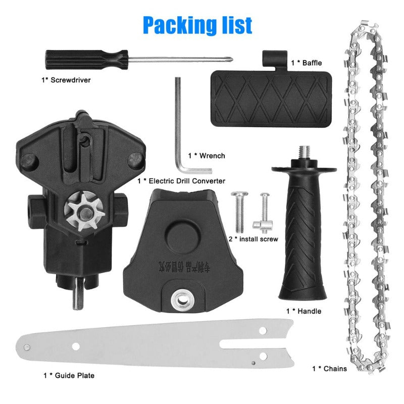 6 Inch Electric Drill Modified to Electric Chainsaw Tool Attachment Accessory Practical Modification