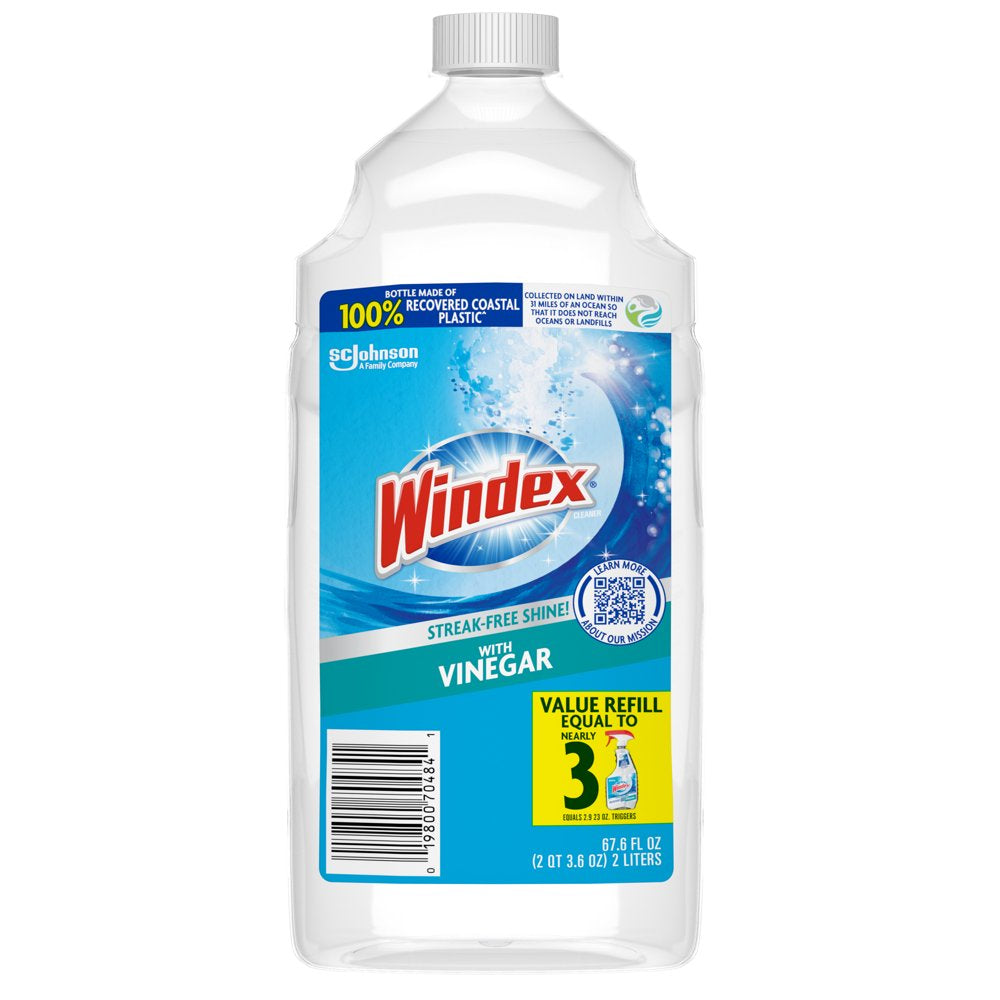 Windex? with Vinegar Glass Cleaner, Refill Bottle, 67.6 Fl Oz