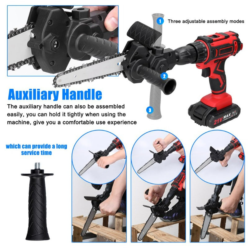 6 Inch Electric Drill Modified to Electric Chainsaw Tool Attachment Accessory Practical Modification