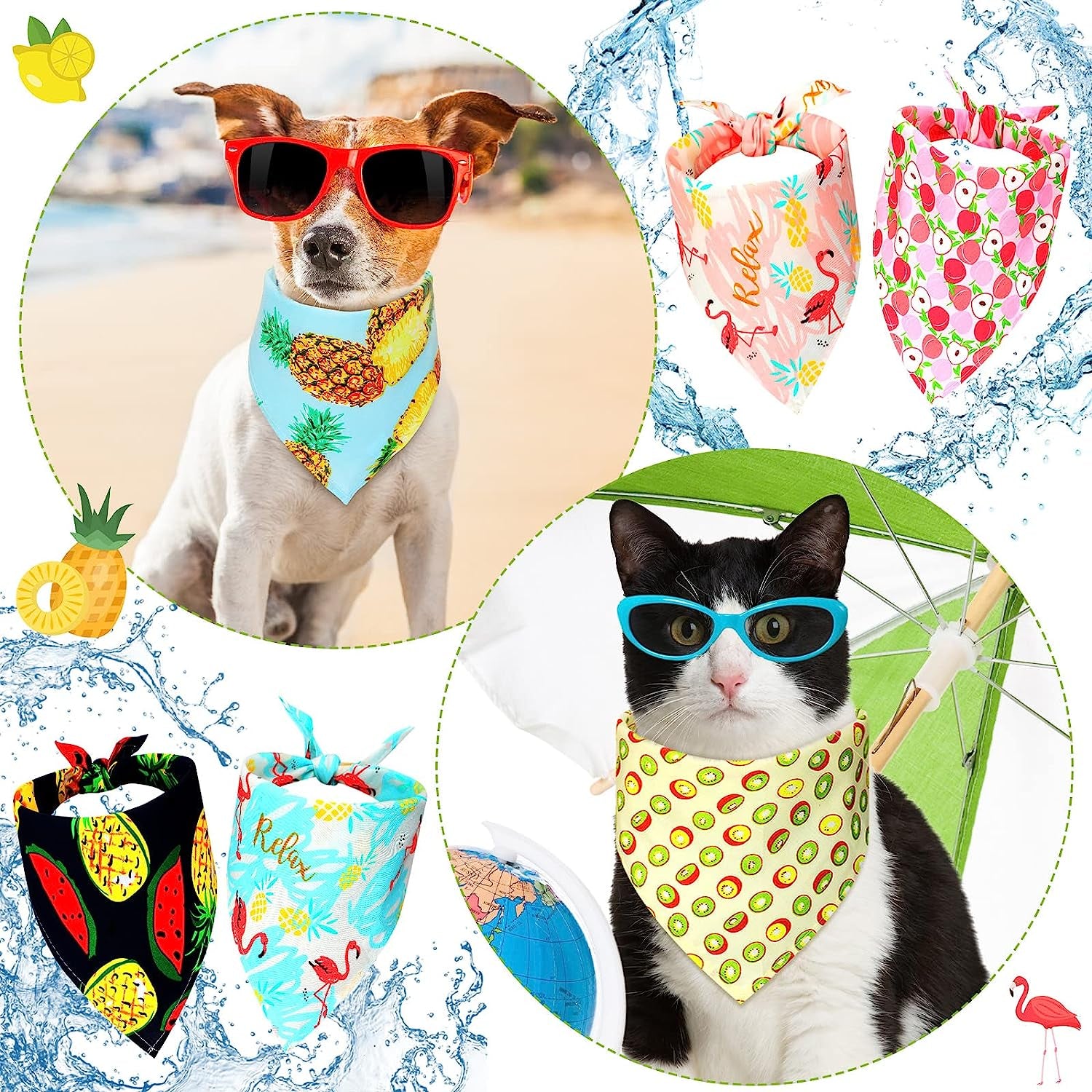 12 Pieces Summer Dog Bandanas