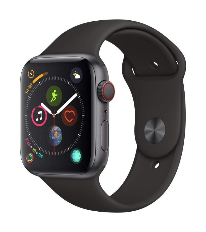 Apple Gen 4 Series 4 44Mm Space Gray Aluminum - Black Sport Band 3E068LL/A (Renewed)