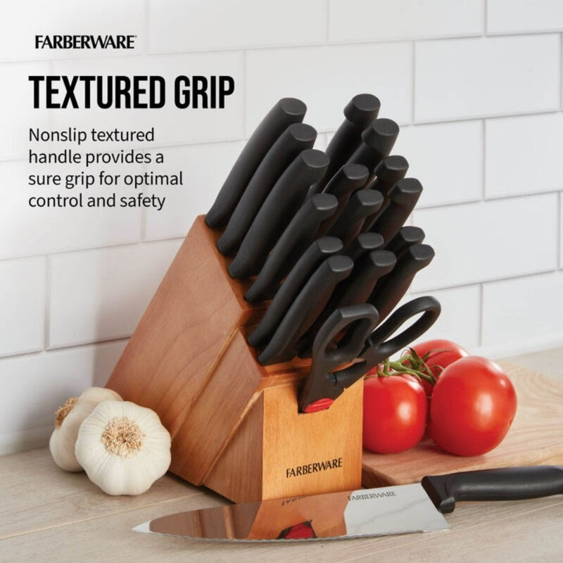 18-Piece Farberware Never Needs Sharpening Knife Block Set