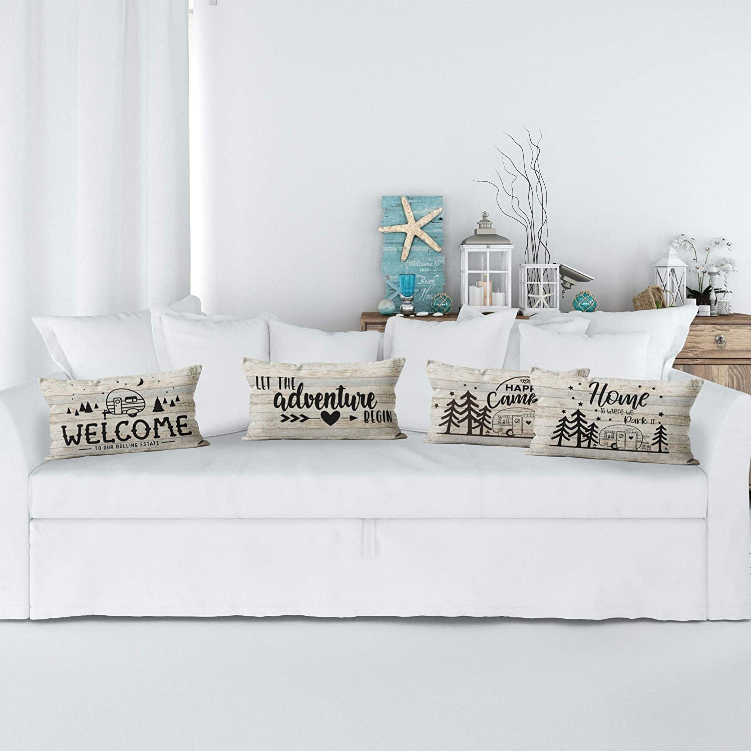 Set of 4 Camper Decor Pillows