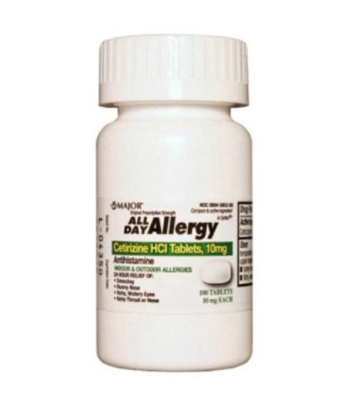 Major Cetrizine HCL Tablets, All Day Indoor and Outdoor Allergy Relief, 300 Count*