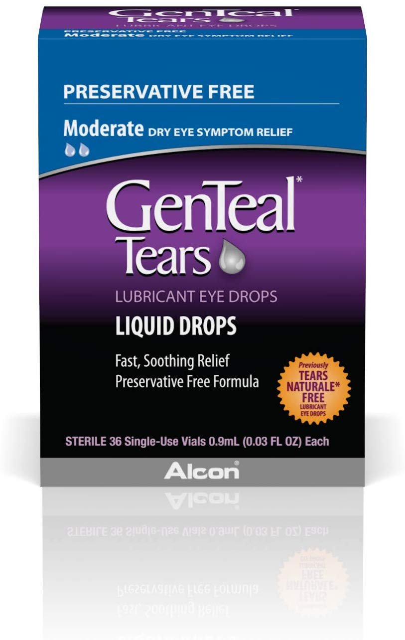 GenTeal Tears Lubricant Liquid Eye Drops, 36 Sterile Single Use Vials, 0.03 fl oz ea, Pack of 2