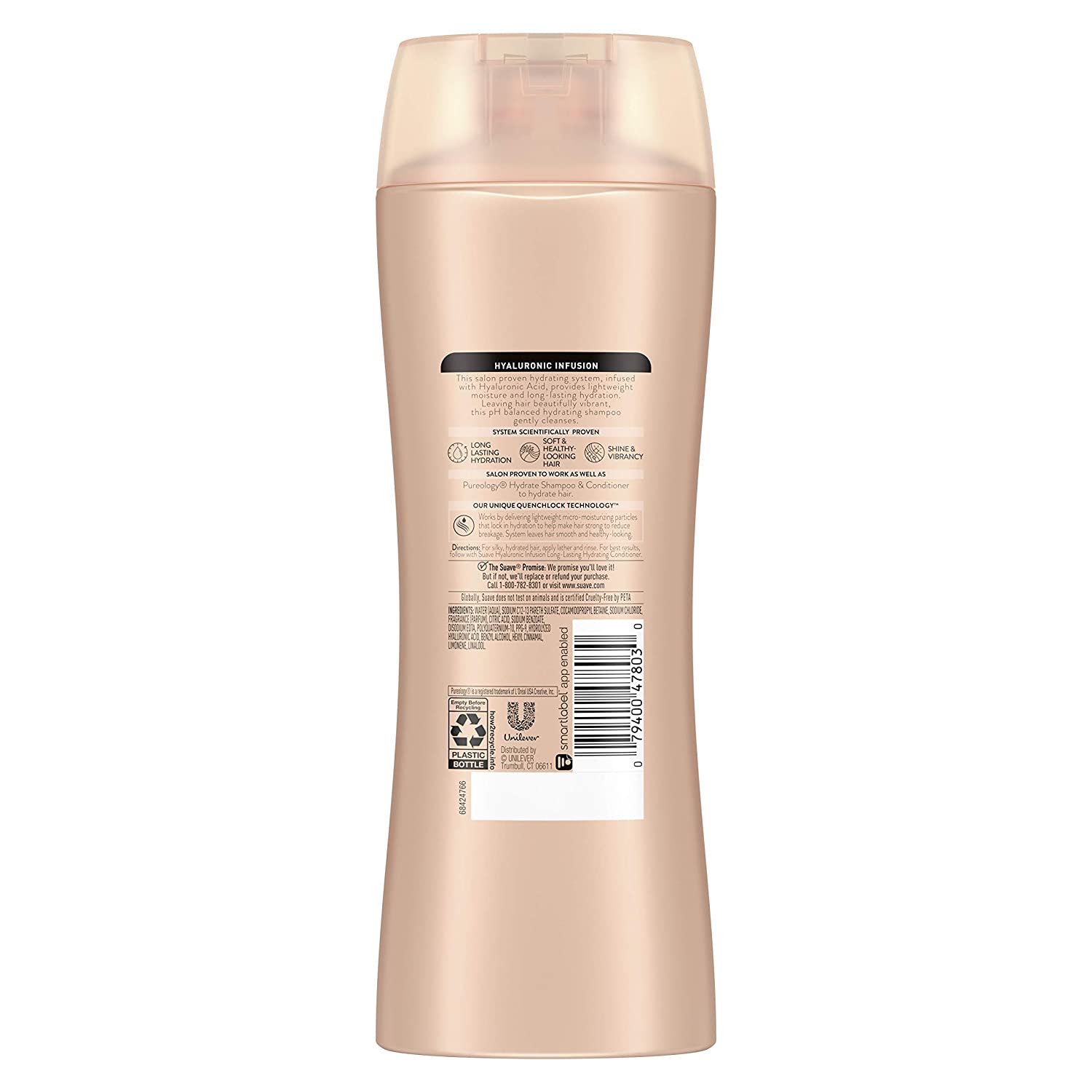 Suave Professionals Moisturizing Shampoo for Dry Hair Hyaluronic Acid Long Lasting Hydration 12.6 oz