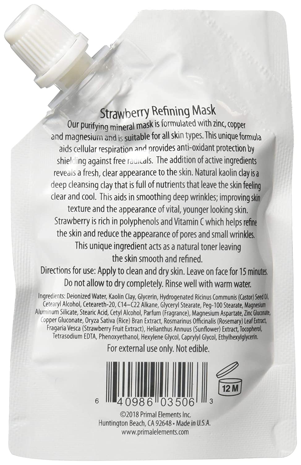 Primal Elements Kaolin Clay Strawberry Refining Mask 1.18 fl oz