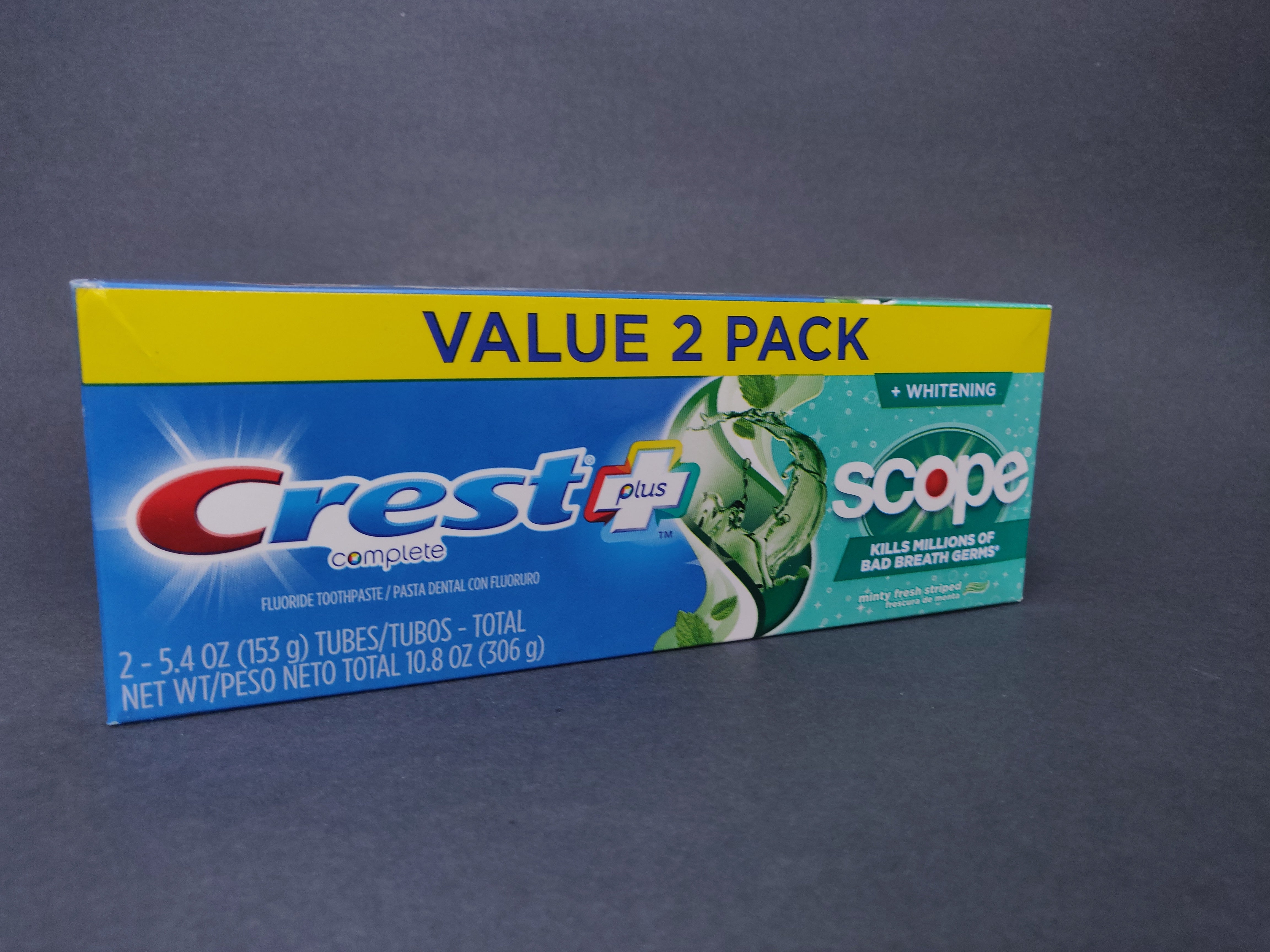 Crest Complete Toothpaste, Whitening Plus Scope, Value 2 Pack - 5.4oz tubes
