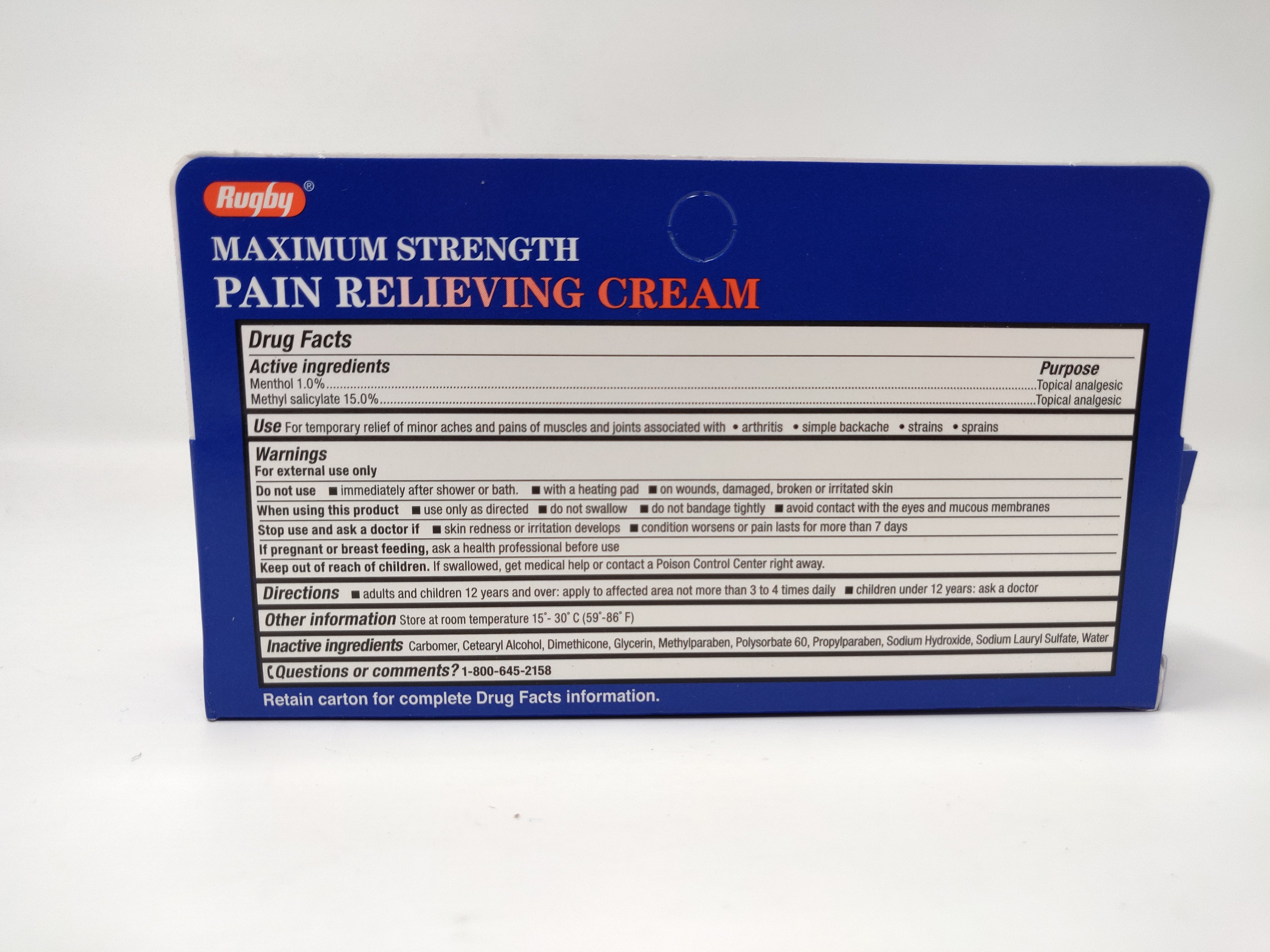 Rugby Maximum Strength Pain Relieving Cream, 3 oz.*