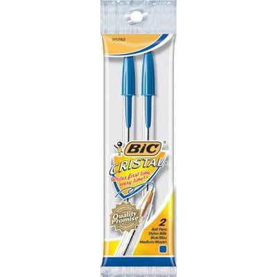 Bic Cristal Blue Ball Point Pen, 2 Count