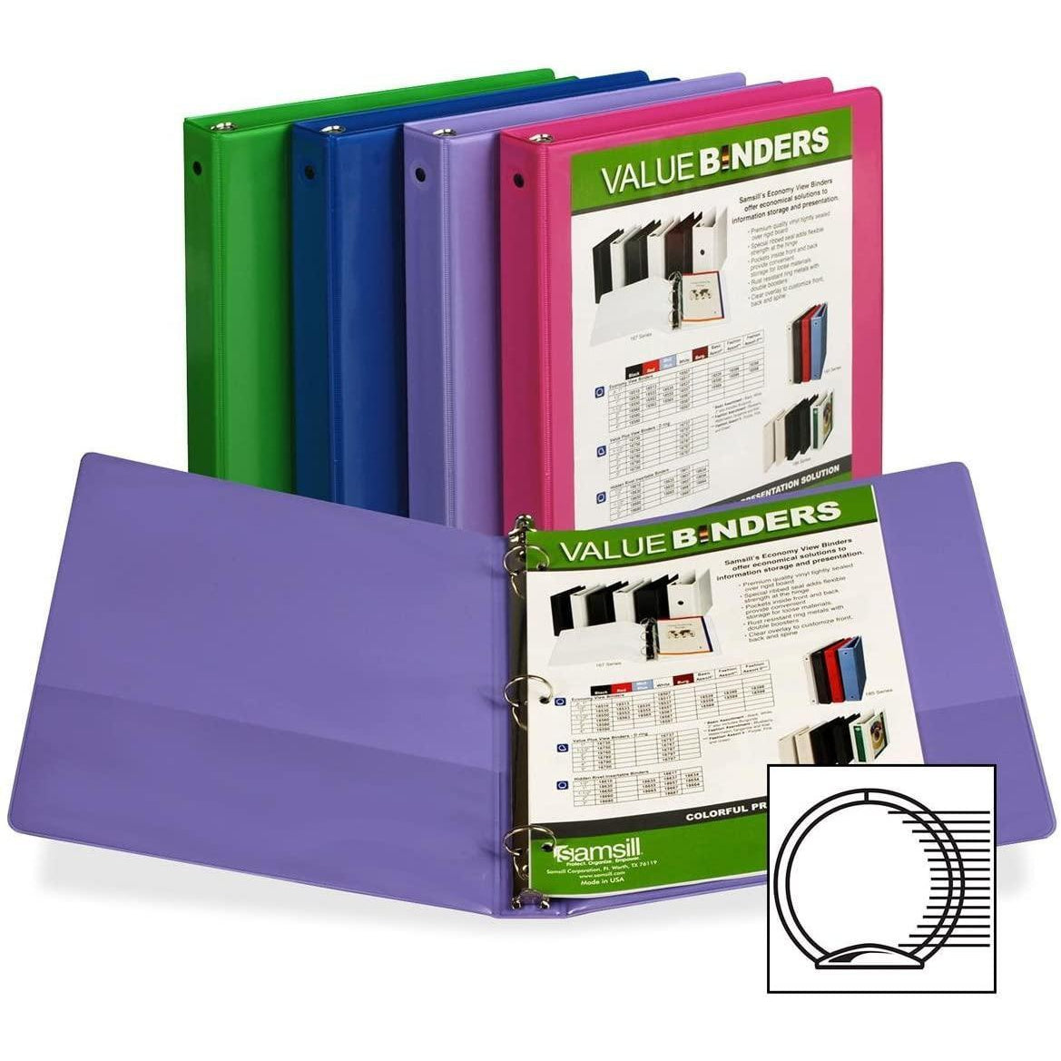 Samsill Economy 2-Pocket Round Ring View Binders, 1