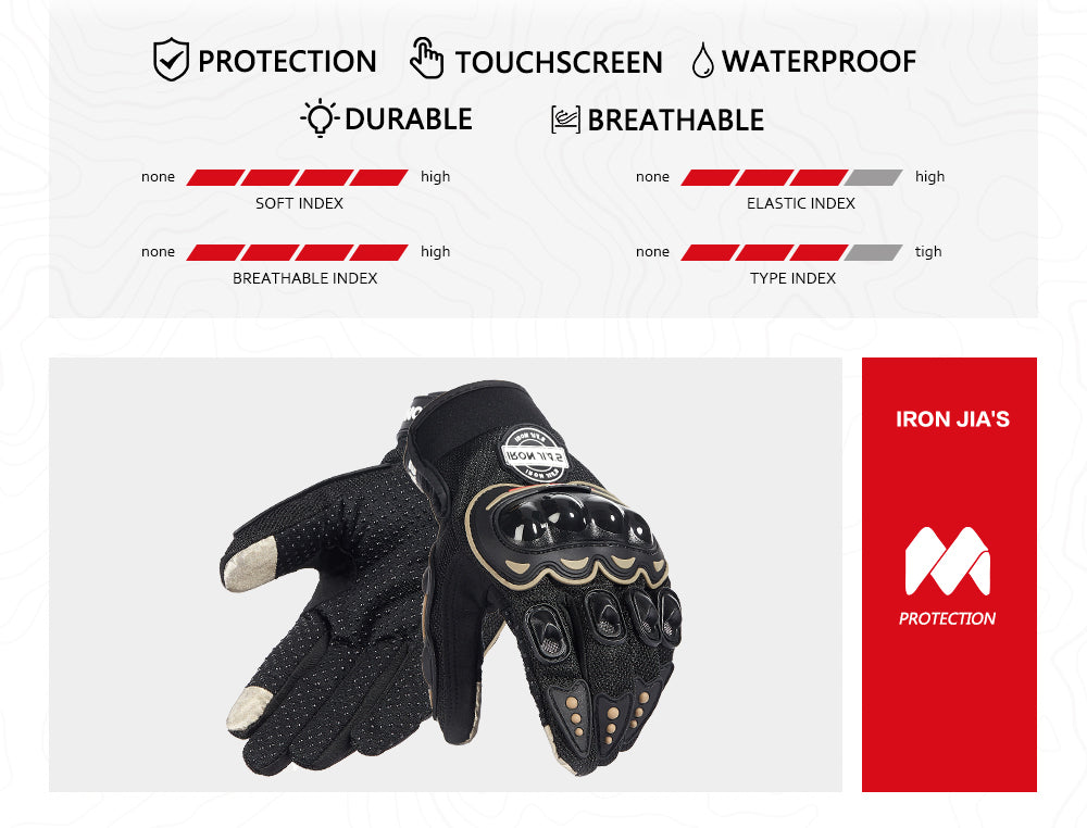 Eisen JIAs Motorradhandschuhe Männer Sommer Atmungsaktive Finger Finger Motocross Guantes Schutz Getriebe Motorrad Moto Reithandschuhe