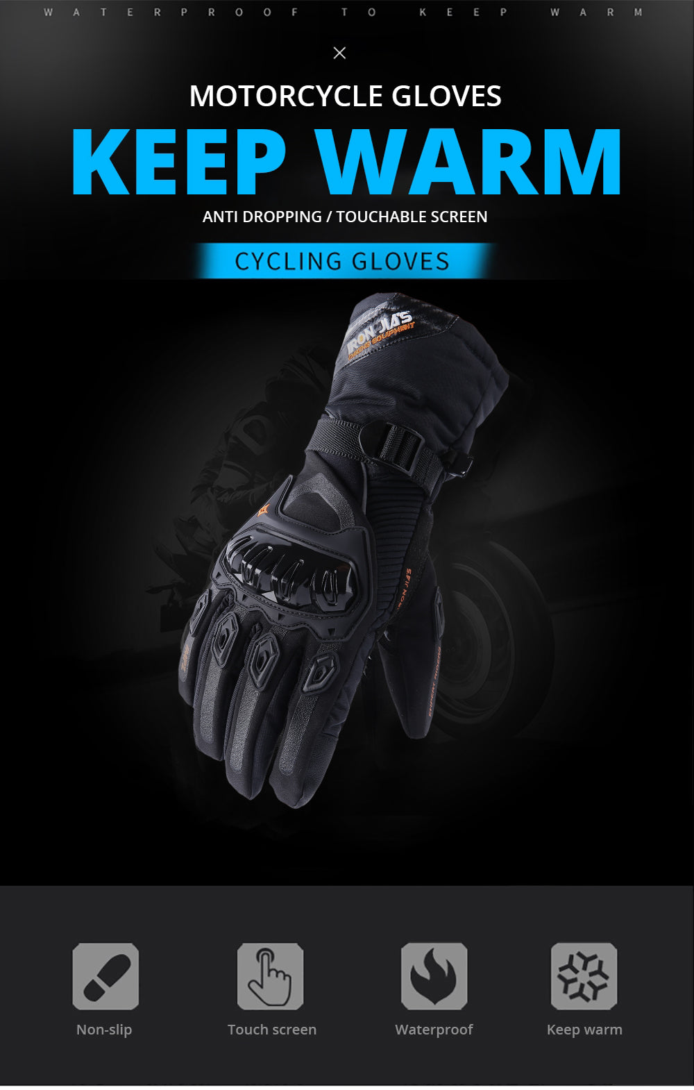 Gants de moto d'hiver d'hiver de fer étanche à la coupe-vent à la coupe tactile Touch Moto moto motocross moto moto gants d'équitation