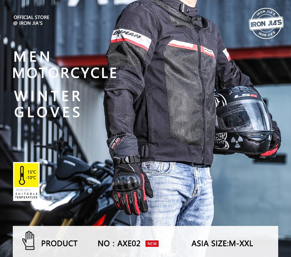 Iron Jia's Moto Guanti da moto inverno impermeabile Touch Screen in fibra di carbonio Moto Gear MotoCross Moto Guanti da equitazione