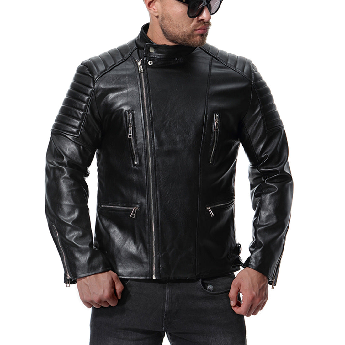 IRON JIA'S Leather Motorcycle Jacket Waterproof Rainproof Urban Casual Moto Motocross Clothes Mens Motorbike Riding Jacket