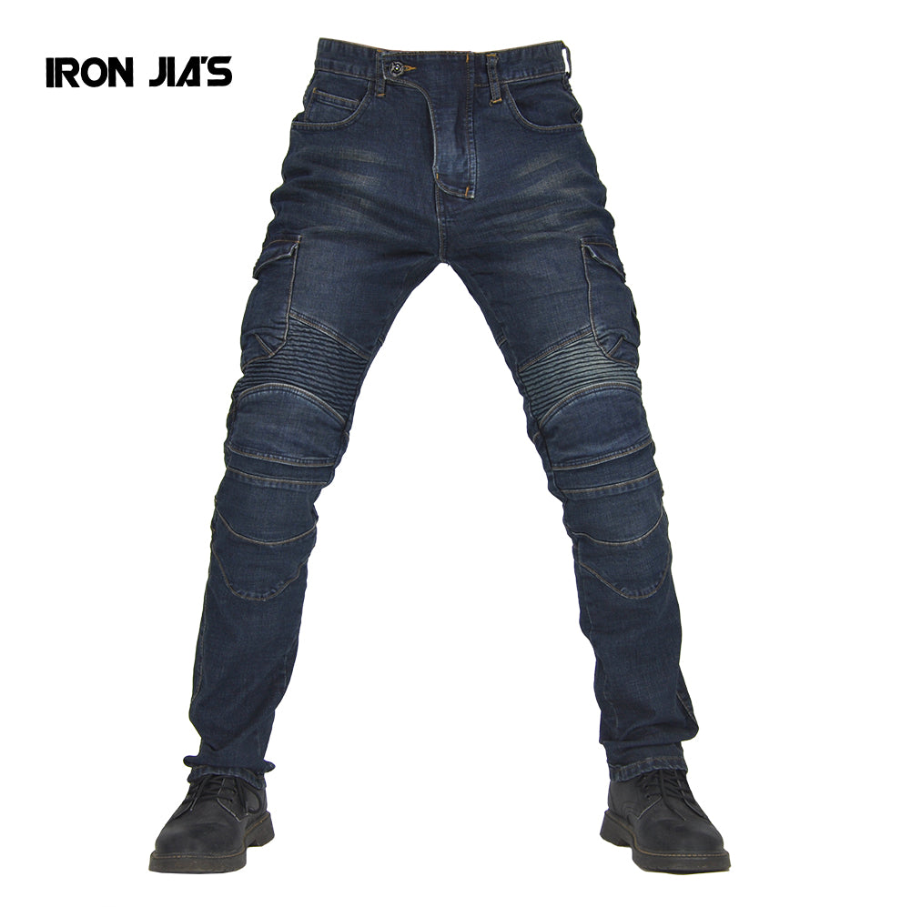 Iron Jia's Men Motorcycle Pantaloni Moto Motocross Moto Guida con span + Ginocchiere Geaming protettivo Gear Jeans Pantaloni