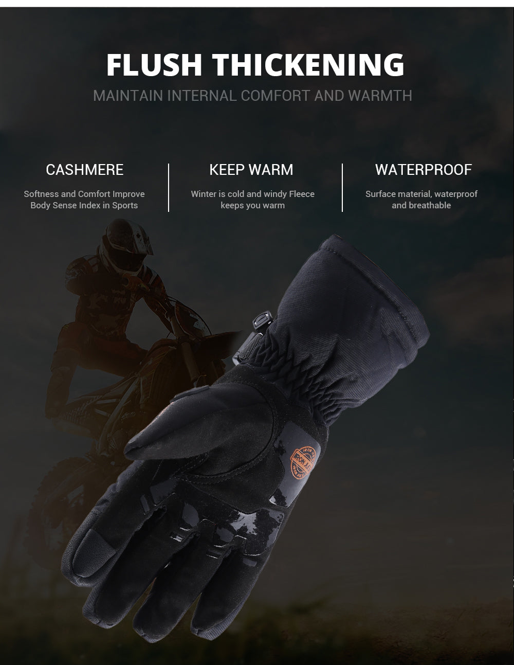 IRON JIA Winter Motorrad-Handschuhe wasserdicht winddicht Touch-Screen-Moto-Schutzausrüstung Motocross Motorrad Reithandschuhe