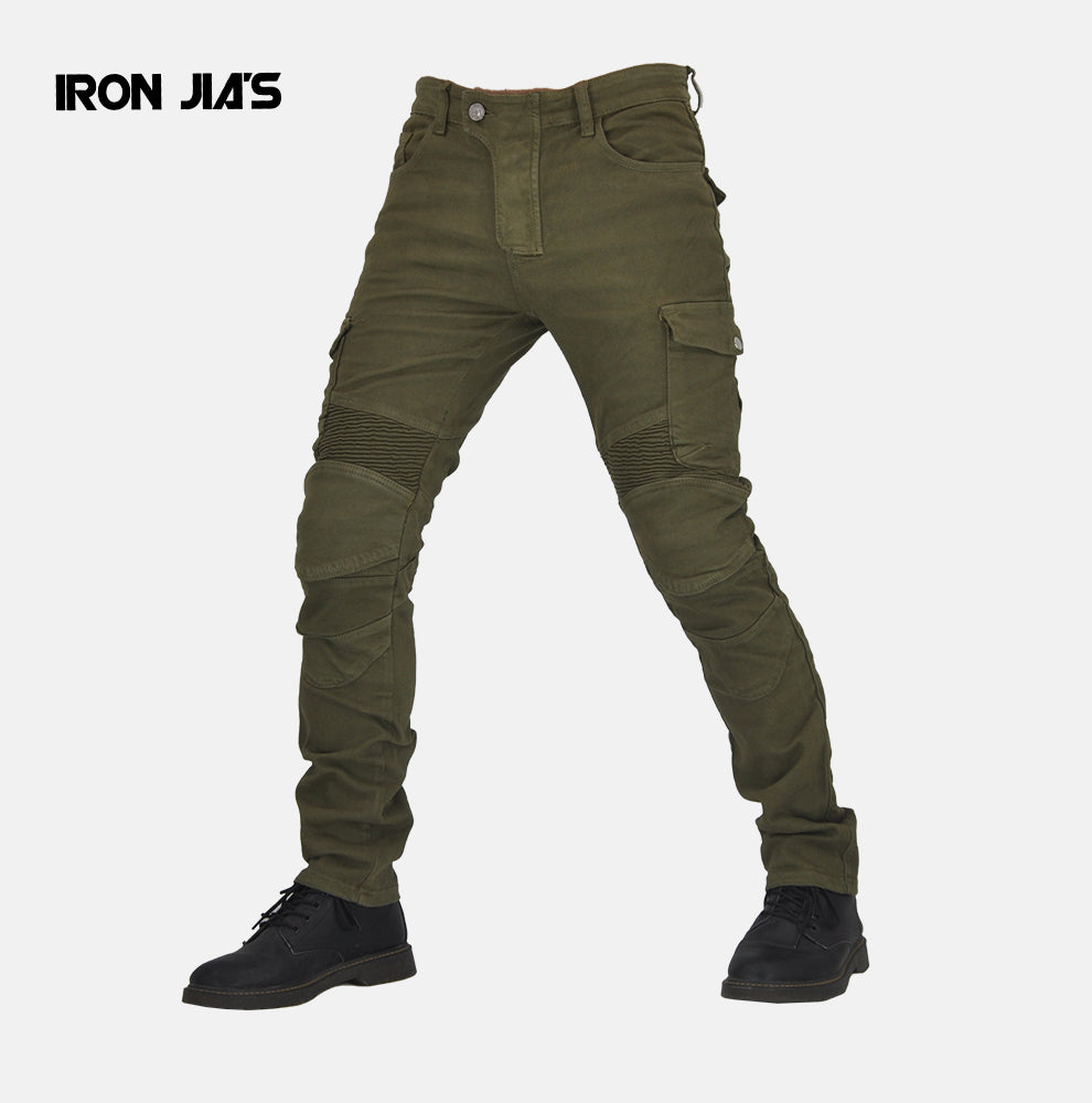 IRON JIA'S Men Motorcycle Pants Motocross Motorbike Riding With Span+Knee Pads Protective Gear Moto Jeans Trousers