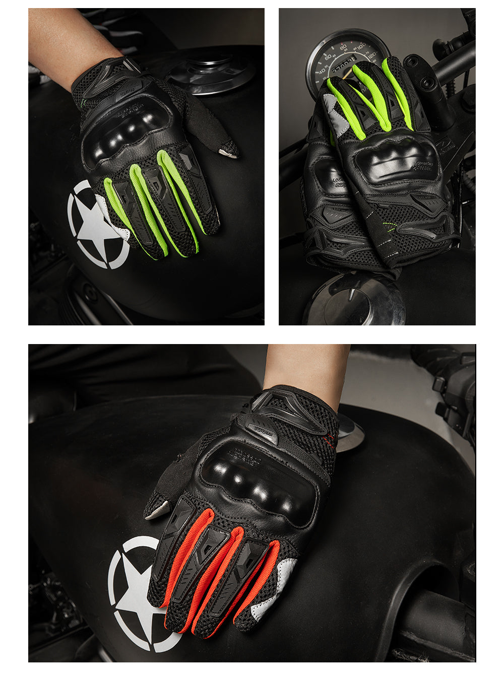 Gants de moto d'été de fer JIA Hommes tactile écran respirant MotoBike Moto moto moto motocrien motocross gants de motocross