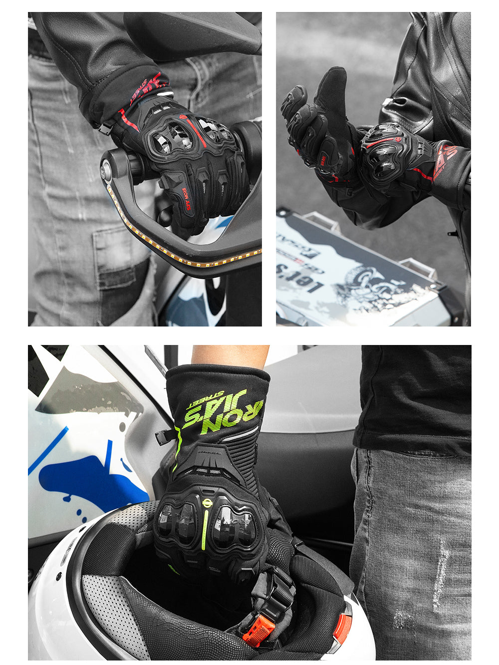 Gants de moto de fer jia d'hiver eau imperméable coupe-vent écran motrice moto motocross moto moto gants d'équitation