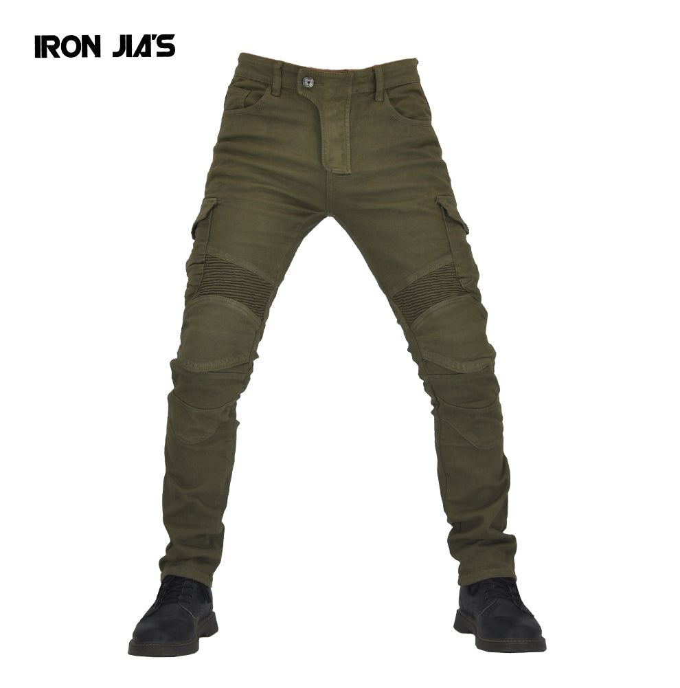 IRON JIA'S Men Motorcycle Pants Motocross Motorbike Riding With Span+Knee Pads Protective Gear Moto Jeans Trousers