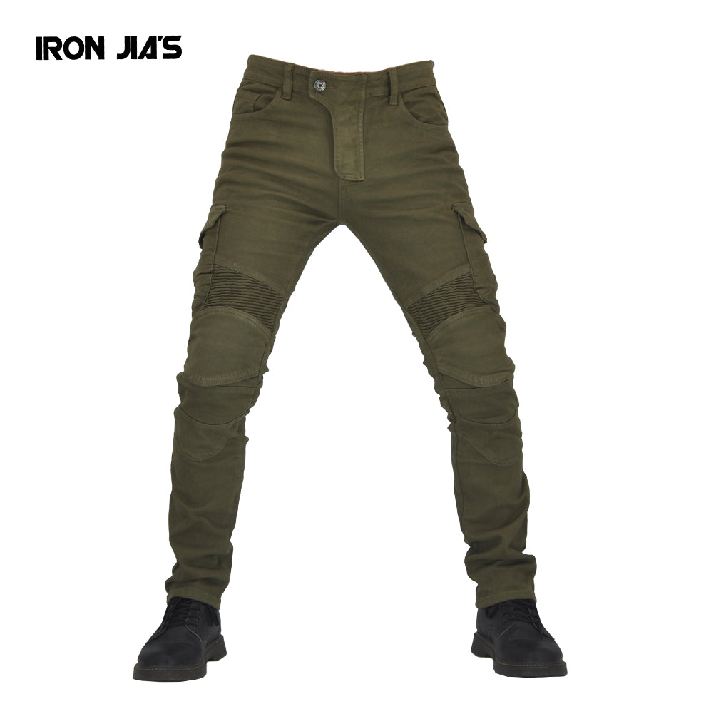 Iron Jia's Men Motorcycle Pantaloni Moto Motocross Moto Guida con span + Ginocchiere Geaming protettivo Gear Jeans Pantaloni