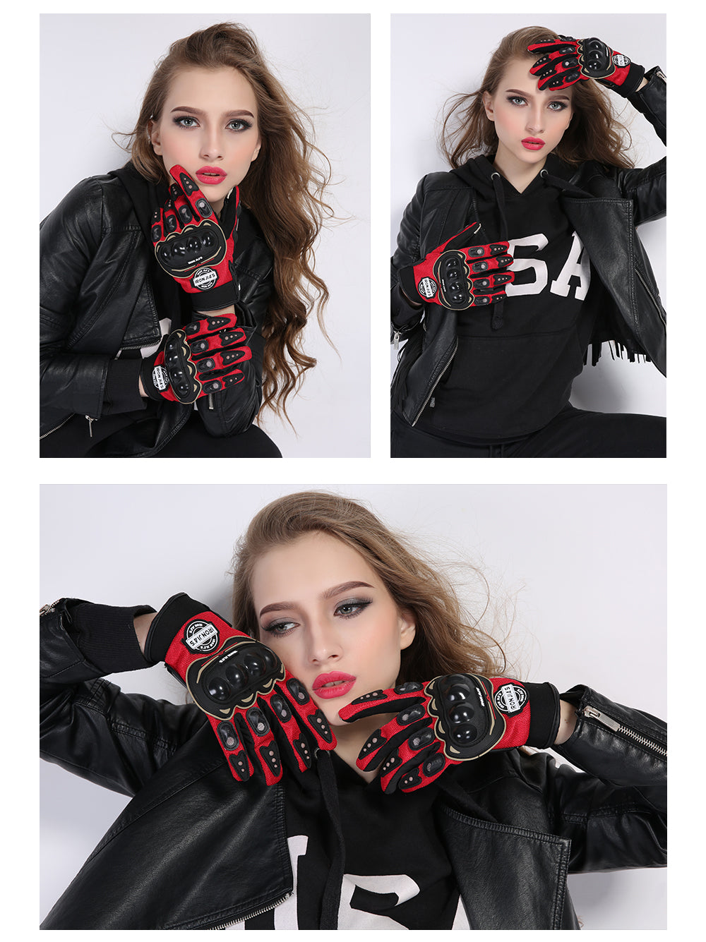 Gants de moto de fer Jia Hommes Summer Doigt complet Motocross Guantes Protection Protection moto Moto Riding Gants