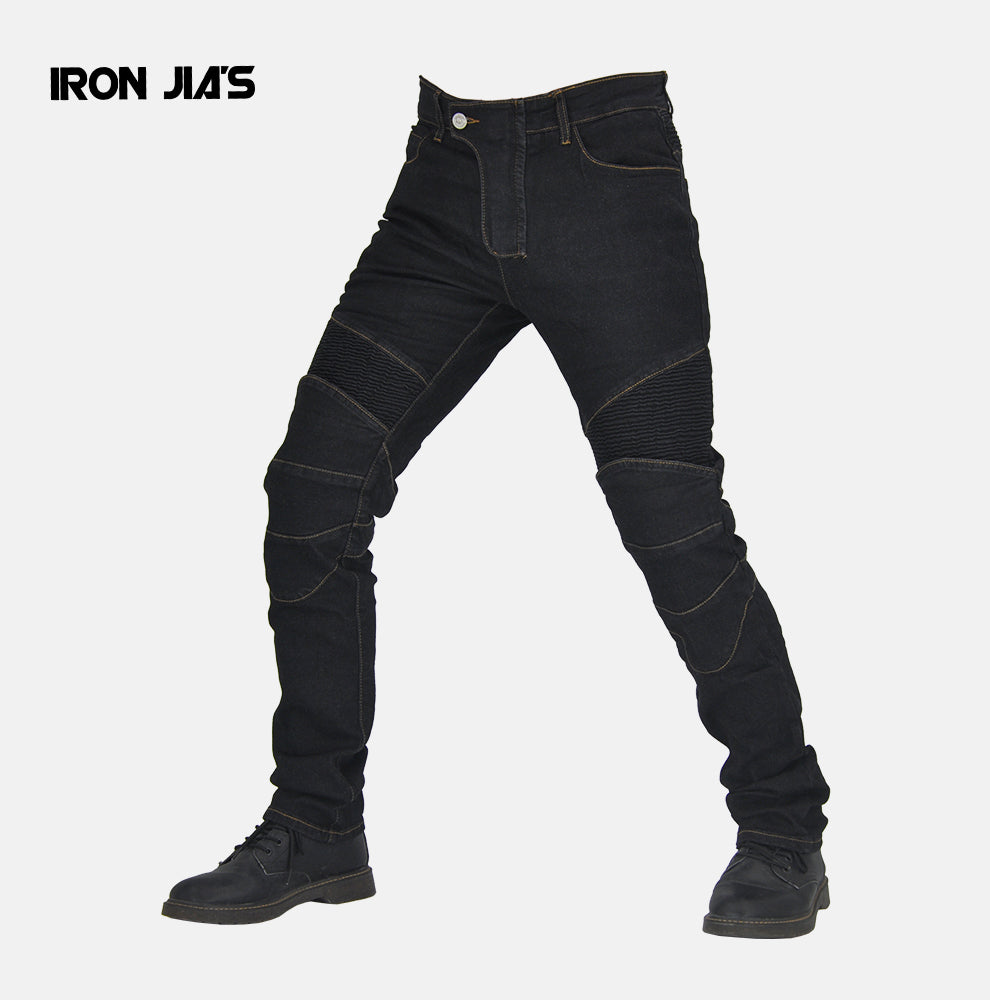 IRON JIA ' S Uomini Moto Pantaloni Con Span + Ginocchio Pads protezione Motocross Motorbike Protection Gear Moto Jeans Pantaloni