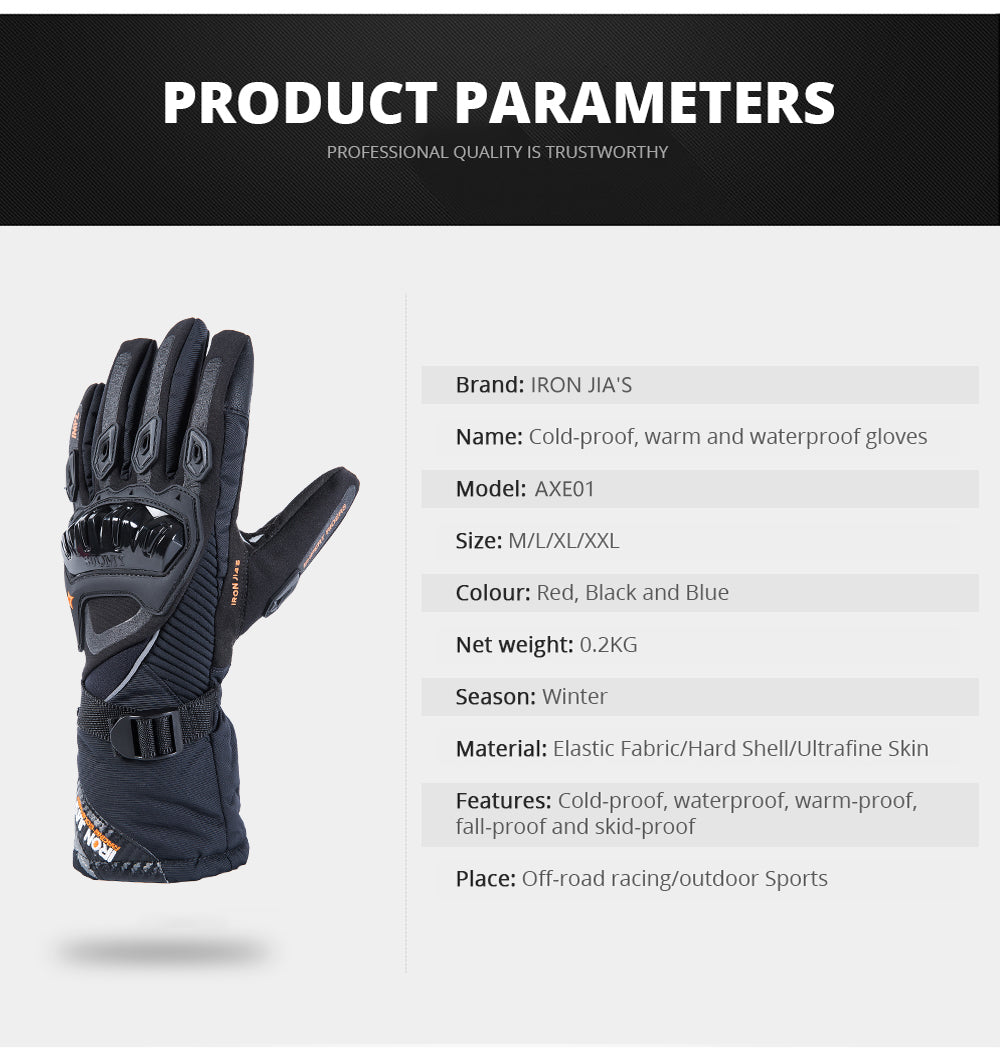 Iron Jia's Winter Motorcycle Gloves impermeabile Antivento Touch Screen Moto Gear Gear Motocross Moto Guanti da equitazione