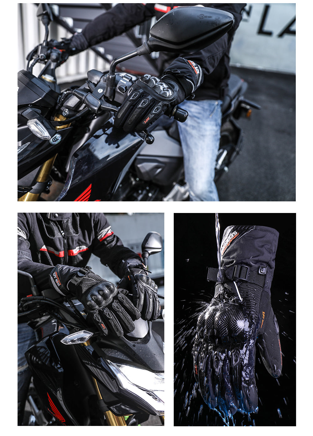 IRON JIA Motorrad Handschuhe Winter Wasserdicht Touch-Screen-Carbon-Faser-Moto-Schutzausrüstung Motocross Motorrad Reithandschuhe
