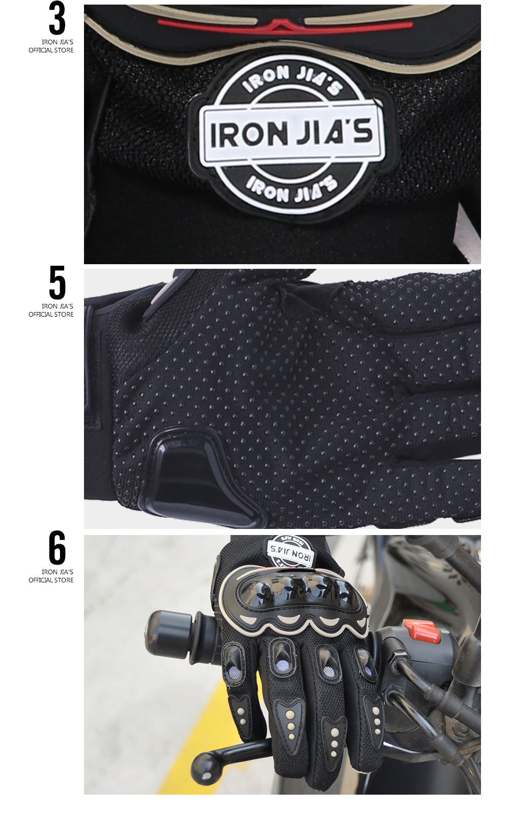 Guanti guanti di ferro della motocicletta JIA Uomini Estate traspirante completa Finger Motocross Guanti protezione degli ingranaggi Moto Moto equitazione