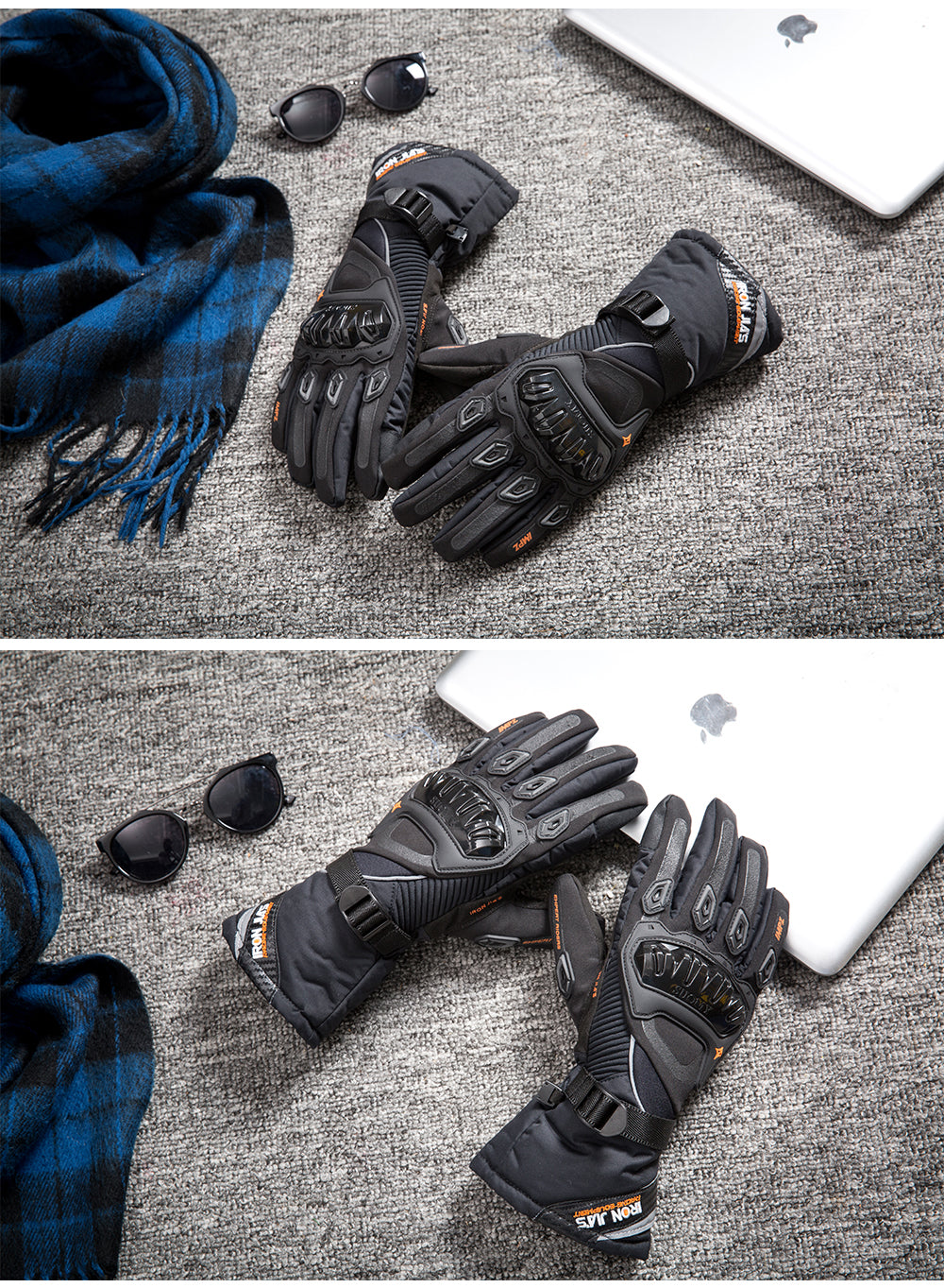 Iron Jia's Winter Motorcycle Gloves impermeable A prueba de viento Pantalla táctil Moto Protective Gear Motocross Motorbike Guantes
