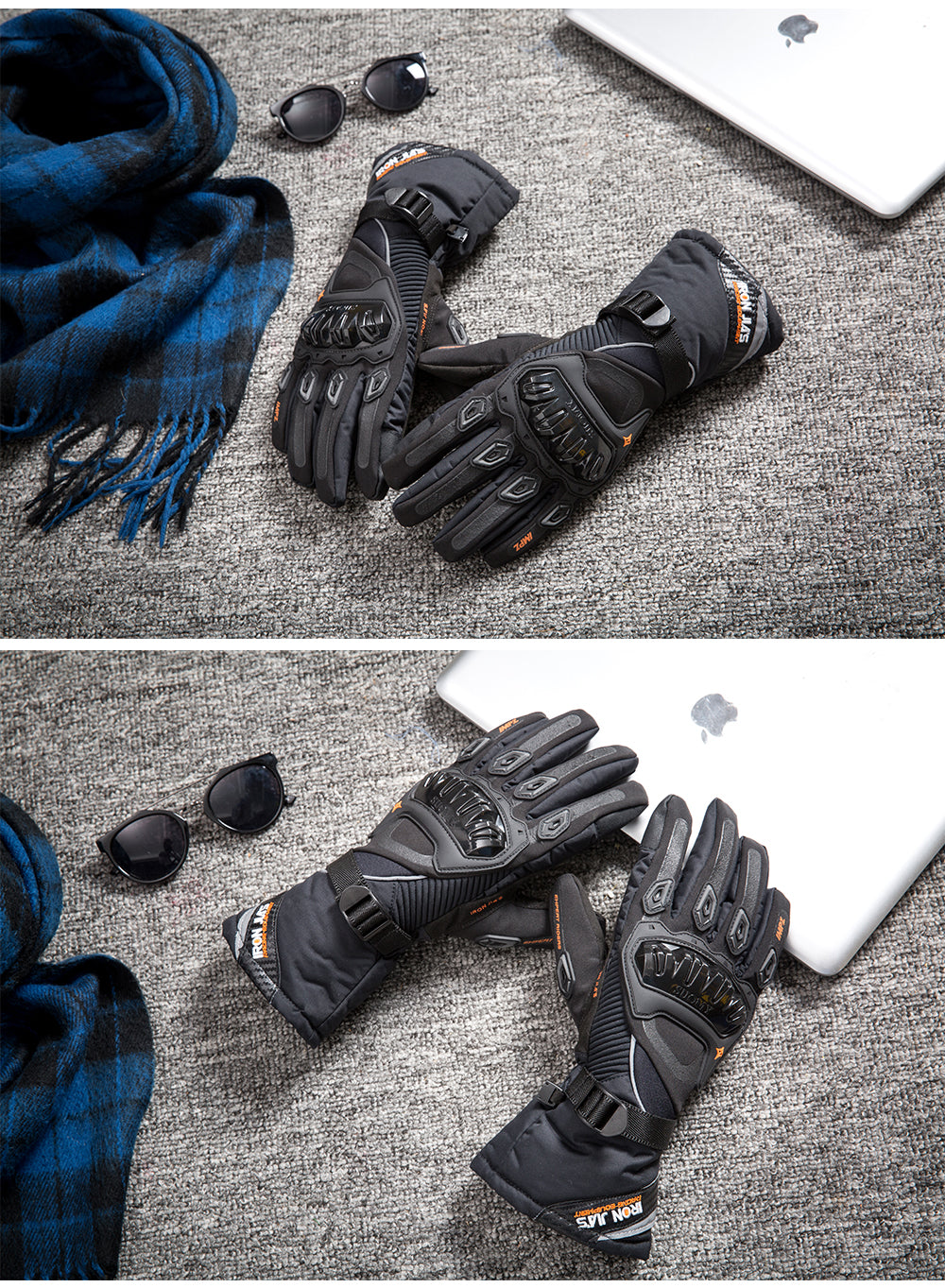 IRON JIA Winter Motorrad-Handschuhe wasserdicht winddicht Touch-Screen-Moto-Schutzausrüstung Motocross Motorrad Reithandschuhe