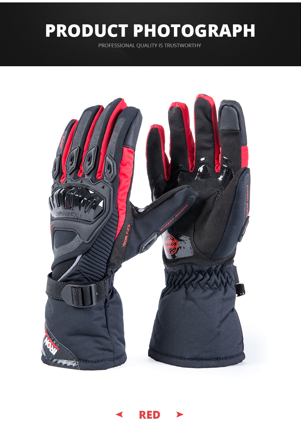 IRON JIA Winter Motorrad-Handschuhe wasserdicht winddicht Touch-Screen-Moto-Schutzausrüstung Motocross Motorrad Reithandschuhe