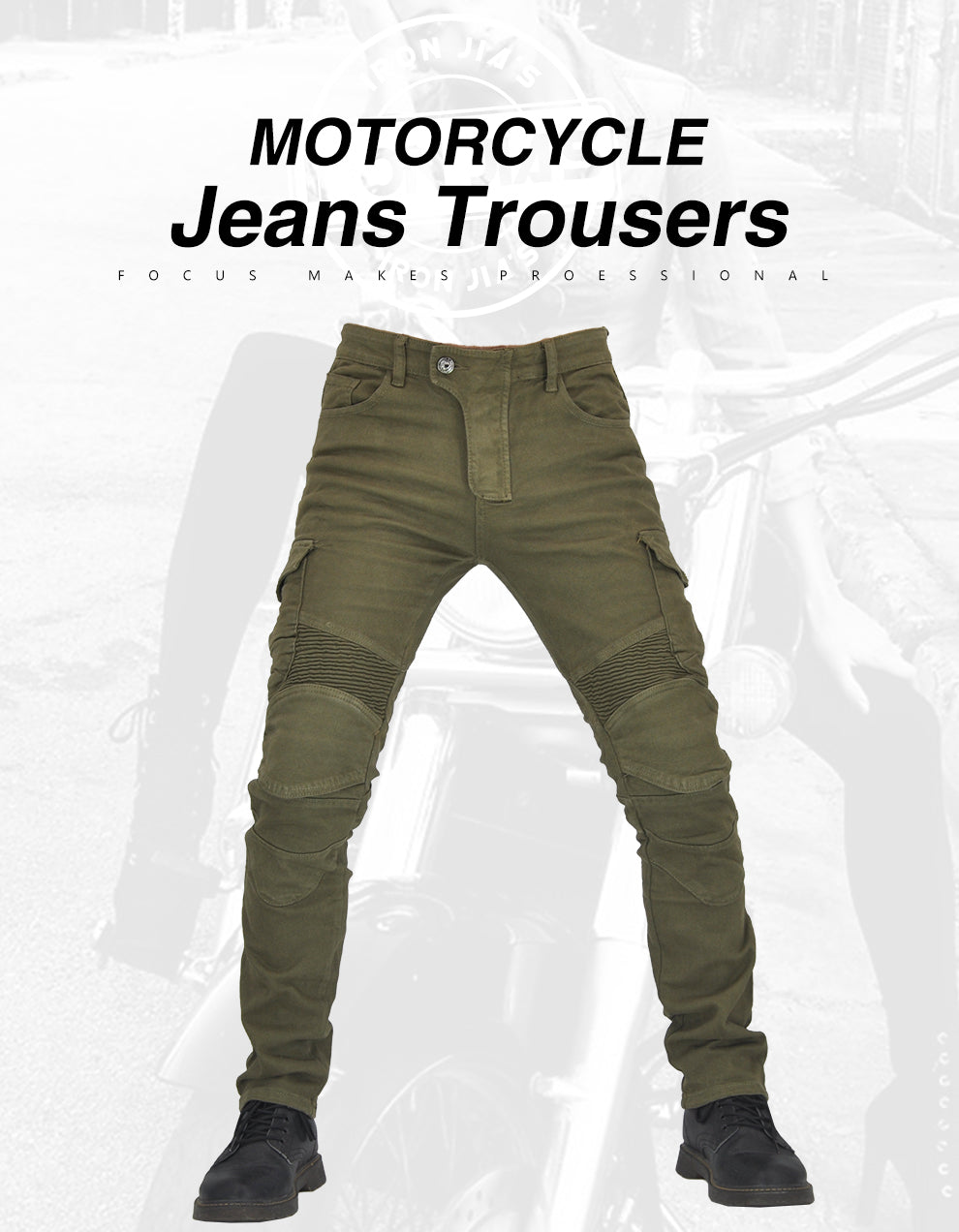 Pantalon Moto de moto Hommes de fer JIA MotoCrock équitation avec span + plats de genouillère Pantalon Moto Jeans de moto