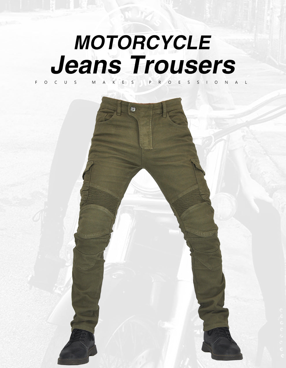 IRON JIA'S Men Motorcycle Pants Motocross Motorbike Riding With Span+Knee Pads Protective Gear Moto Jeans Trousers