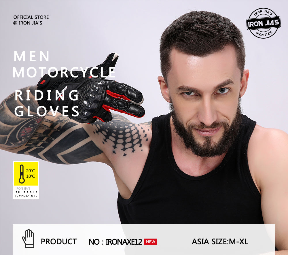 IRON JIAs Sommer Motorradhandschuhe Männer atmungsaktive volle Finger Kohlefaserschutz Motocross Moto Motorrad Reithandschuhe