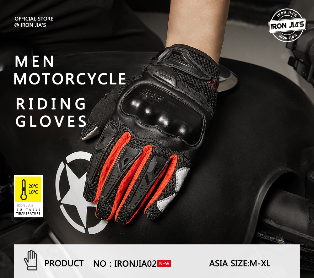 Eisen JIAs Sommer Motorradhandschuhe Männer Touchscreen Atmungsaktiv Motobike Reiten Moto Schutzkleid Motorrad Motocross Handschuhe