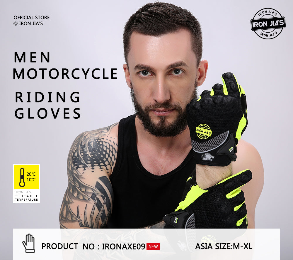 アイアンジアの夏のオートバイ手袋メンズ通気性フルフィンガーモトクロスガアンツ保護ギアバイクモトライディンググローブ
