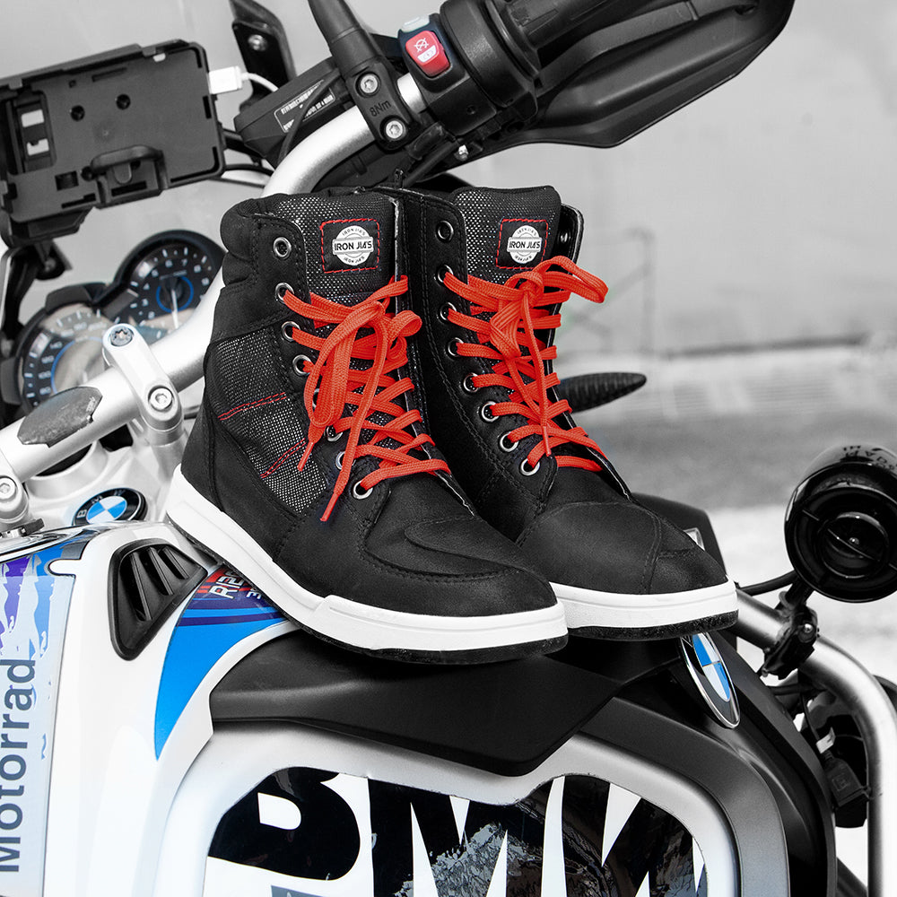 Botas de motocicleta de Iron Jia Travesion a prueba de golpes Touring Urbano Moto Casual Tobillo PU Cuero Motocicleta Zapatos