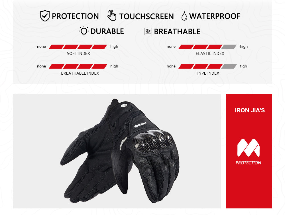 Iron Jia's Summer Motorcycle Gloves Hombres transpirable Finger Finger Fiber Protection Motocross Moto Motorbike Guantes