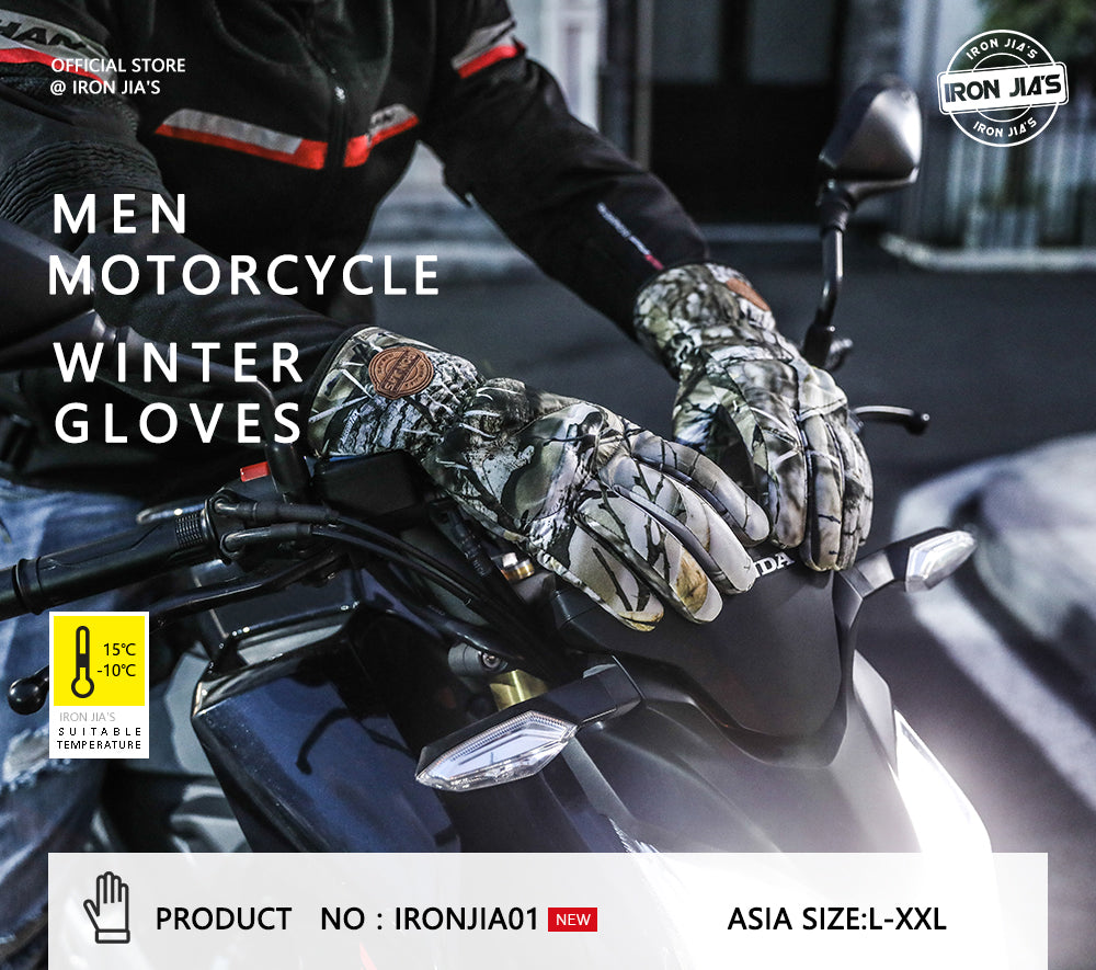 IRON JIA'S Waterproof Winter Motorcycle Gloves Warm Windproof Touch Screen Moto Protective Gear Motorbike Motocross Gloves